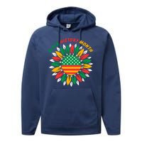 Black History Month Sunflower Flag Performance Fleece Hoodie