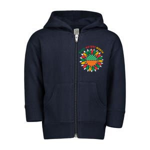 Black History Month Sunflower Flag Toddler Zip Fleece Hoodie