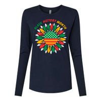 Black History Month Sunflower Flag Womens Cotton Relaxed Long Sleeve T-Shirt