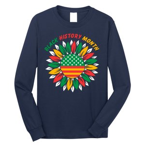 Black History Month Sunflower Flag Long Sleeve Shirt