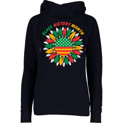 Black History Month Sunflower Flag Womens Funnel Neck Pullover Hood