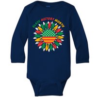 Black History Month Sunflower Flag Baby Long Sleeve Bodysuit