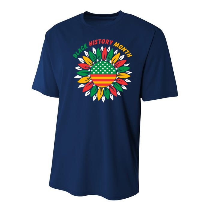 Black History Month Sunflower Flag Youth Performance Sprint T-Shirt