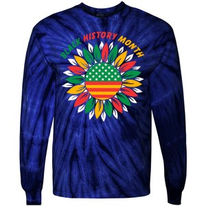 Black History Month Sunflower Flag Tie-Dye Long Sleeve Shirt