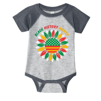 Black History Month Sunflower Flag Infant Baby Jersey Bodysuit