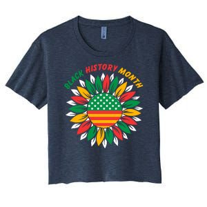 Black History Month Sunflower Flag Women's Crop Top Tee