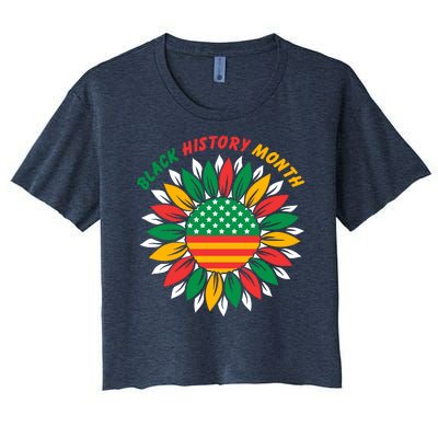 Black History Month Sunflower Flag Women's Crop Top Tee