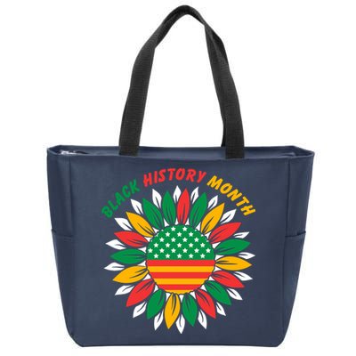 Black History Month Sunflower Flag Zip Tote Bag