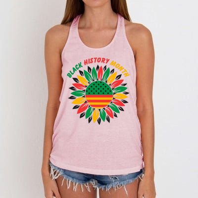 Black History Month Sunflower Flag Women's Knotted Racerback Tank