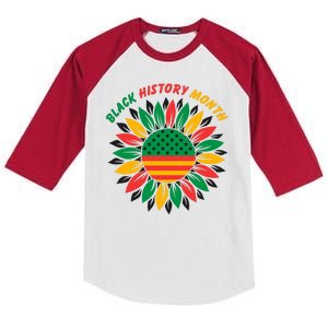 Black History Month Sunflower Flag Kids Colorblock Raglan Jersey