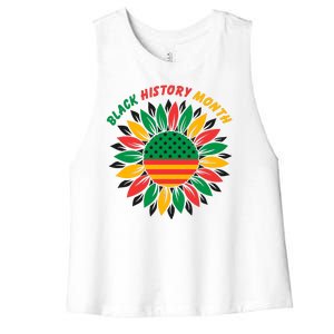 Black History Month Sunflower Flag Women's Racerback Cropped Tank