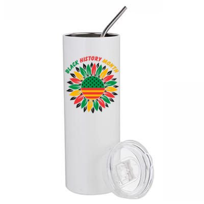 Black History Month Sunflower Flag Stainless Steel Tumbler