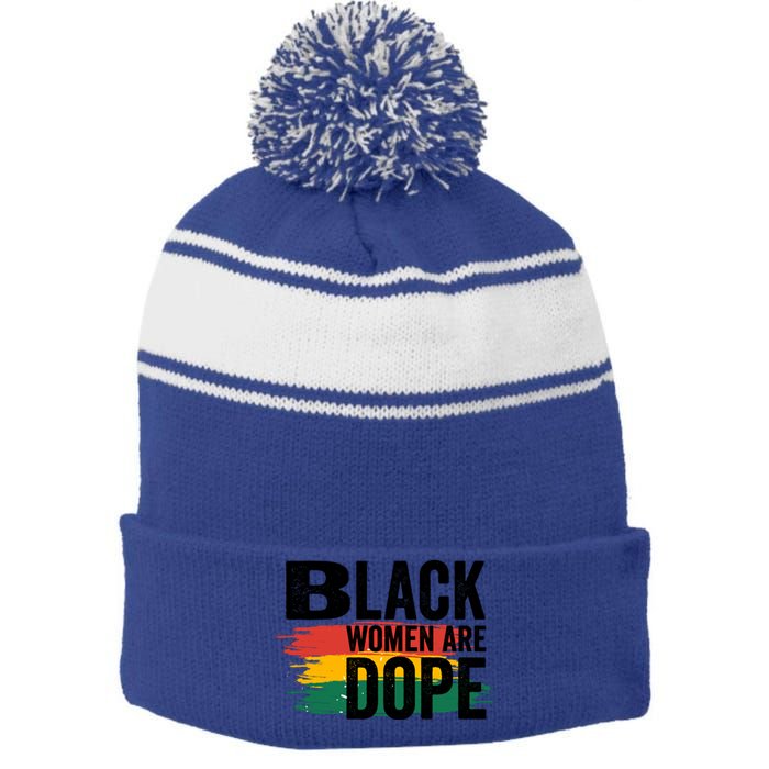 Black History Month Proud Black Black Are Dope Gift Stripe Pom Pom Beanie