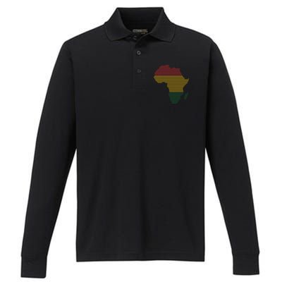 Black History Month African Map Gift Performance Long Sleeve Polo