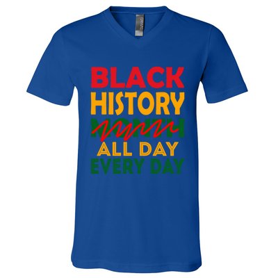 Black History Month All Day Every Day African American Pride Gift V-Neck T-Shirt