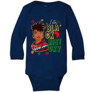 Black History Month Cool Gift I Am African American Gift Baby Long Sleeve Bodysuit