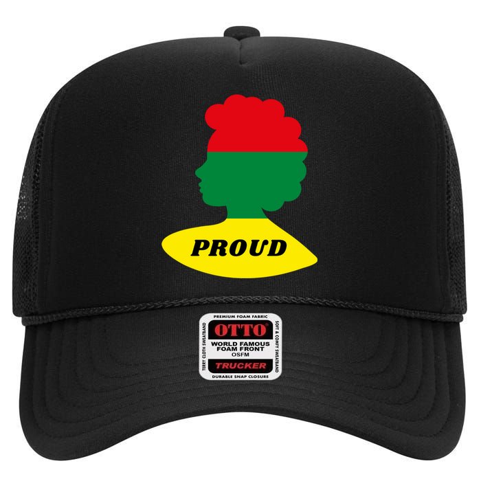 Black History Month Proud Female High Crown Mesh Back Trucker Hat