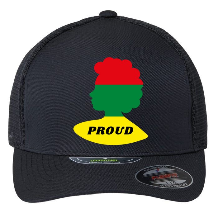 Black History Month Proud Female Flexfit Unipanel Trucker Cap