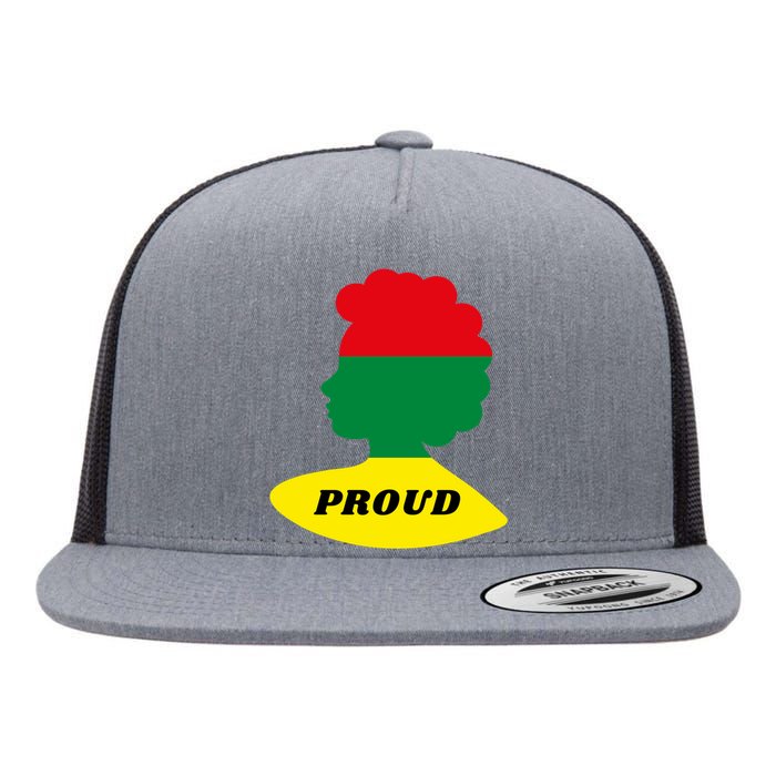 Black History Month Proud Female Flat Bill Trucker Hat