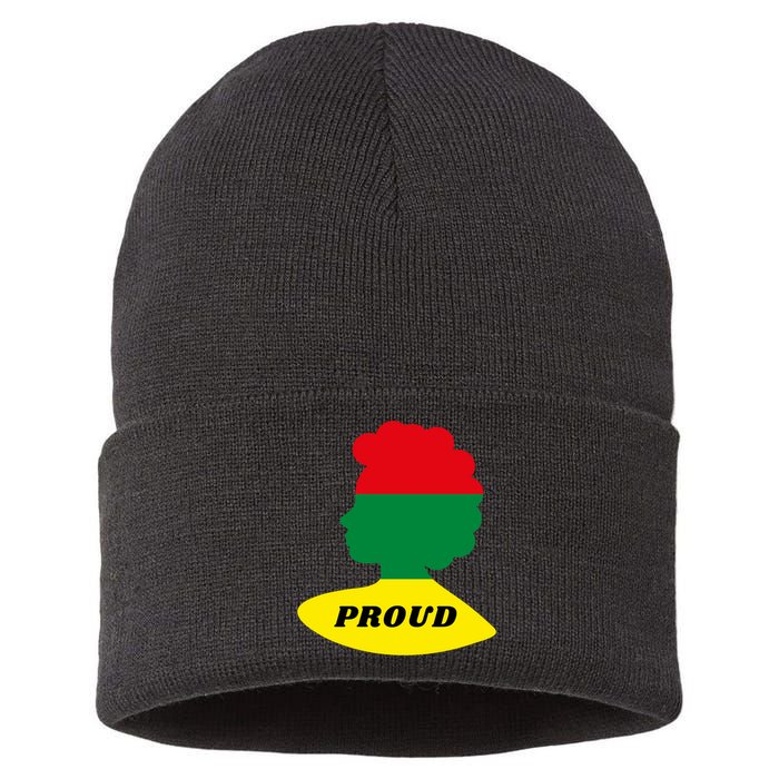 Black History Month Proud Female Sustainable Knit Beanie