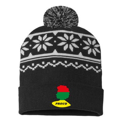 Black History Month Proud Female USA-Made Snowflake Beanie