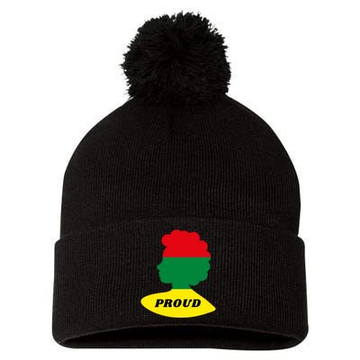 Black History Month Proud Female Pom Pom 12in Knit Beanie