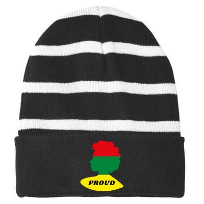 Black History Month Proud Female Striped Beanie with Solid Band