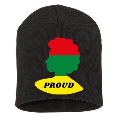 Black History Month Proud Female Short Acrylic Beanie