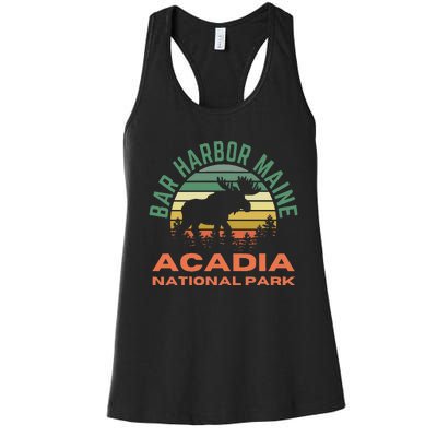 Bar Harbor Maine Acadia National Park Moose Women's Racerback Tank