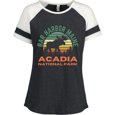 Bar Harbor Maine Acadia National Park Moose Enza Ladies Jersey Colorblock Tee