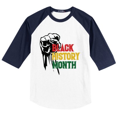 Black History Month Fist All Year Baseball Sleeve Shirt