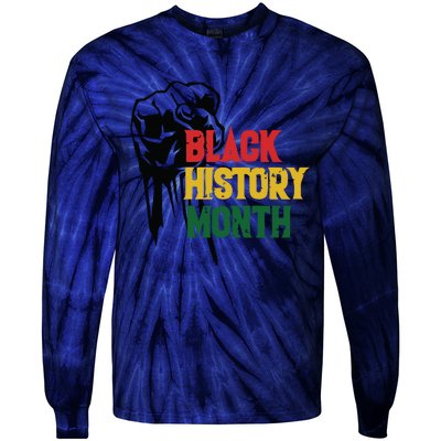 Black History Month Fist All Year Tie-Dye Long Sleeve Shirt