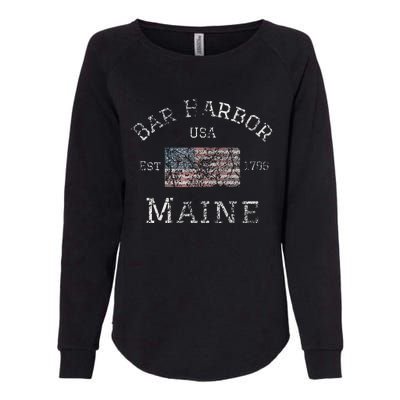 Bar Harbor Maine USA American Flag Established ME Vintage Womens California Wash Sweatshirt