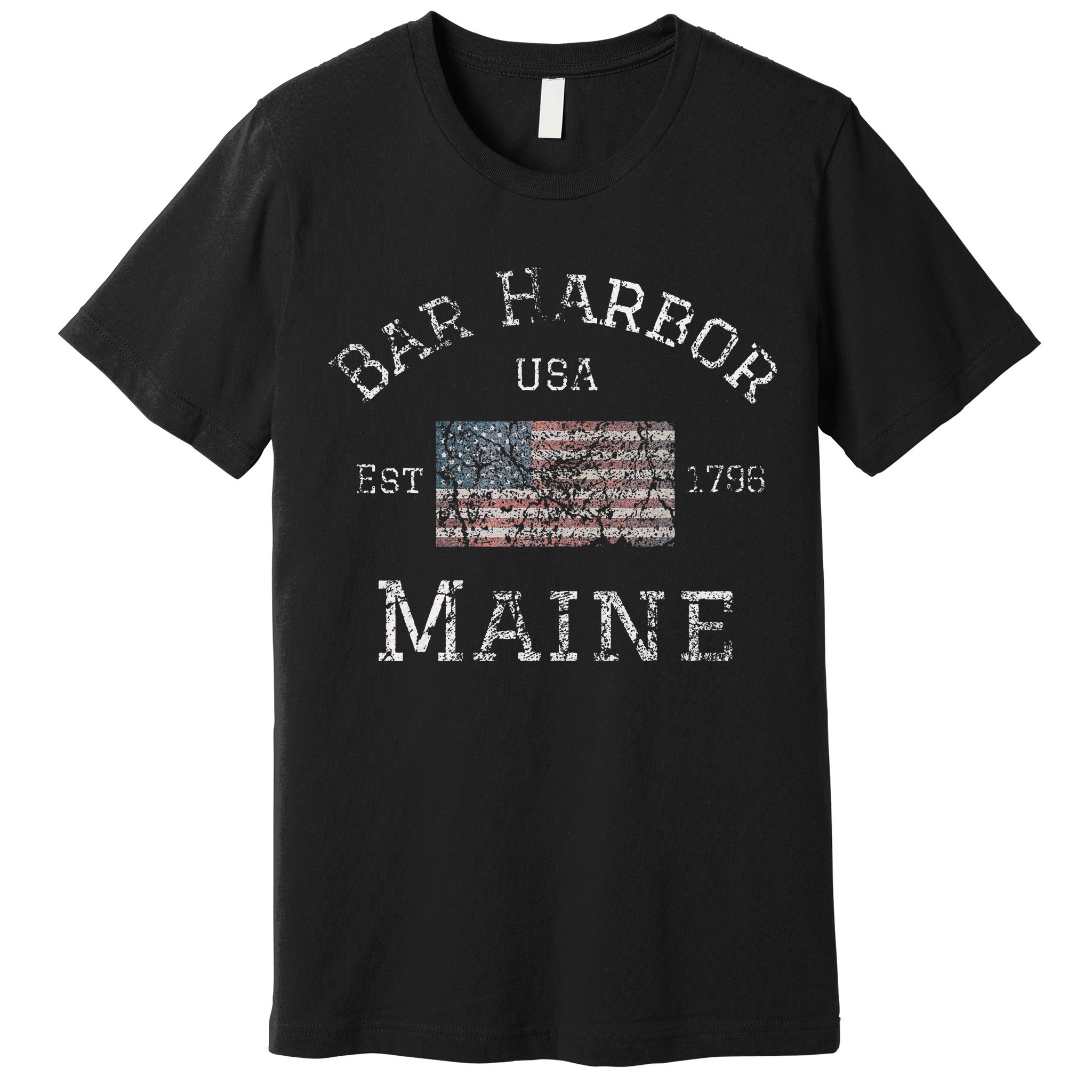 Bar Harbor Maine USA American Flag Established ME Vintage Premium T-Shirt