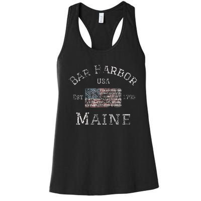 Bar Harbor Maine USA American Flag Established ME Vintage Women's Racerback Tank