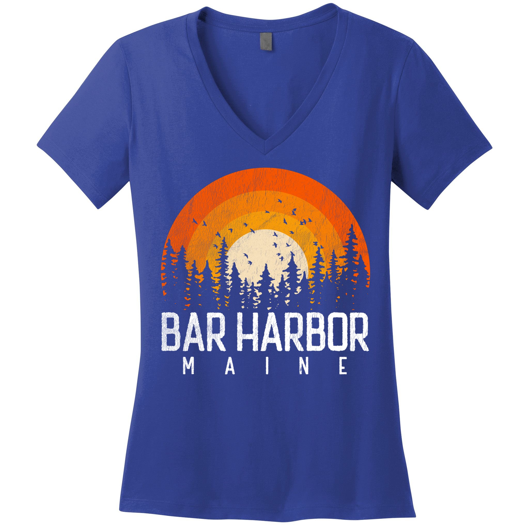 Bar Harbor Maine Me Great Gift Retro Vintage 70s 80s 90s Gift Women's V-Neck T-Shirt