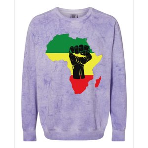 Black History Month Celebration African Map Fist Colorblast Crewneck Sweatshirt