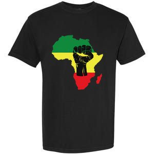 Black History Month Celebration African Map Fist Garment-Dyed Heavyweight T-Shirt