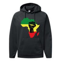 Black History Month Celebration African Map Fist Performance Fleece Hoodie