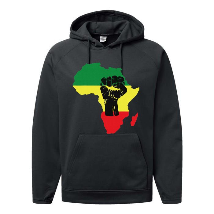 Black History Month Celebration African Map Fist Performance Fleece Hoodie