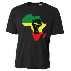 Black History Month Celebration African Map Fist Cooling Performance Crew T-Shirt