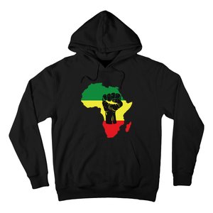 Black History Month Celebration African Map Fist Hoodie