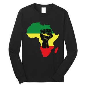 Black History Month Celebration African Map Fist Long Sleeve Shirt