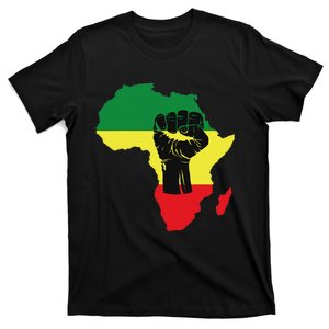 Black History Month Celebration African Map Fist T-Shirt