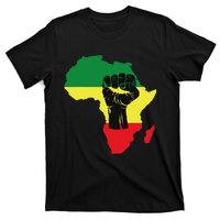 Black History Month Celebration African Map Fist T-Shirt