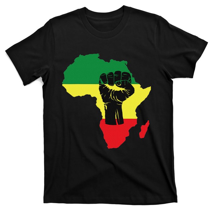 Black History Month Celebration African Map Fist T-Shirt