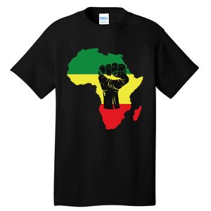 Black History Month Celebration African Map Fist Tall T-Shirt