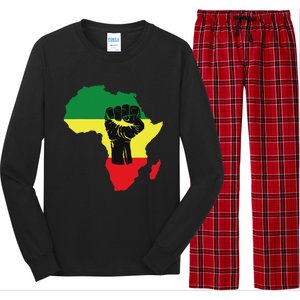 Black History Month Celebration African Map Fist Long Sleeve Pajama Set