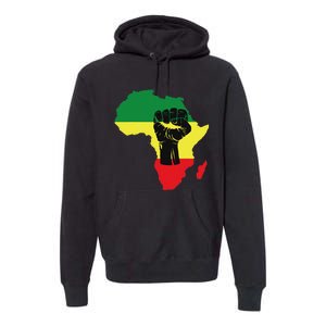 Black History Month Celebration African Map Fist Premium Hoodie