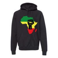 Black History Month Celebration African Map Fist Premium Hoodie